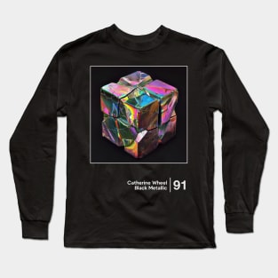 Black Metallic - Minimalist Style Graphic Artwork Long Sleeve T-Shirt